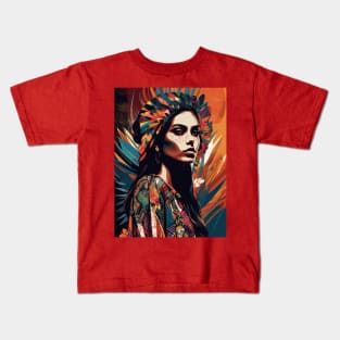 a gorgeous female Latin American fashion model superim Kids T-Shirt